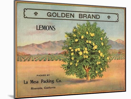 Golden Brand - Riverside, California - Citrus Crate Label-Lantern Press-Mounted Art Print
