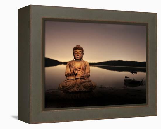 Golden Buddha Lakeside-Jan Lakey-Framed Premier Image Canvas