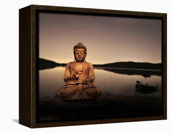 Golden Buddha Lakeside-Jan Lakey-Framed Premier Image Canvas