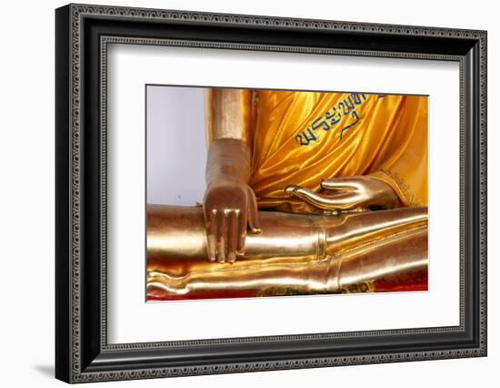 Golden Buddha statue, earth witness gesture, Wat Pho (Temple of the Reclining Buddha), Bangkok-Godong-Framed Photographic Print