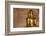 Golden Buddha Statue in Front of Burmese Writing on Wall, Bagan, Myanmar-Harry Marx-Framed Photographic Print