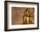 Golden Buddha Statue in Front of Burmese Writing on Wall, Bagan, Myanmar-Harry Marx-Framed Photographic Print