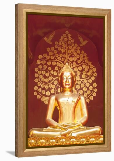Golden Buddha Statue Inside the Chedi of Wat Phan On, Chiang Mai, Thailand-null-Framed Premier Image Canvas