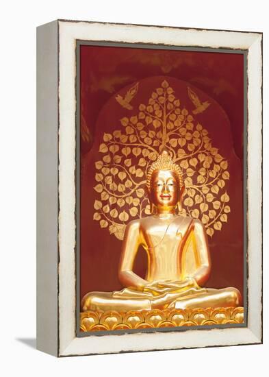 Golden Buddha Statue Inside the Chedi of Wat Phan On, Chiang Mai, Thailand-null-Framed Premier Image Canvas