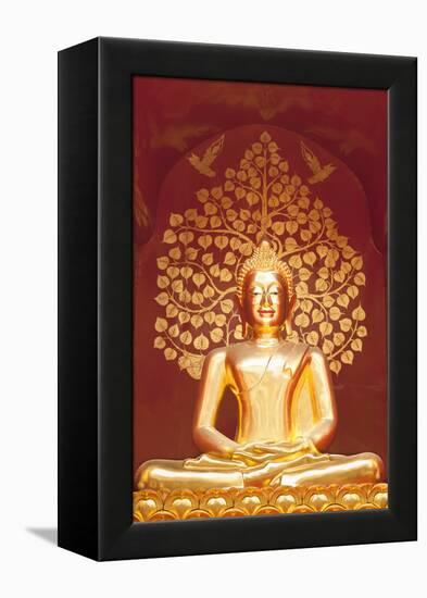 Golden Buddha Statue Inside the Chedi of Wat Phan On, Chiang Mai, Thailand-null-Framed Premier Image Canvas