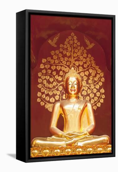 Golden Buddha Statue Inside the Chedi of Wat Phan On, Chiang Mai, Thailand-null-Framed Premier Image Canvas