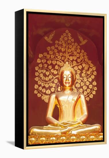 Golden Buddha Statue Inside the Chedi of Wat Phan On, Chiang Mai, Thailand-null-Framed Premier Image Canvas