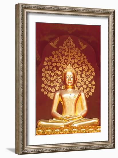 Golden Buddha Statue Inside the Chedi of Wat Phan On, Chiang Mai, Thailand-null-Framed Photographic Print