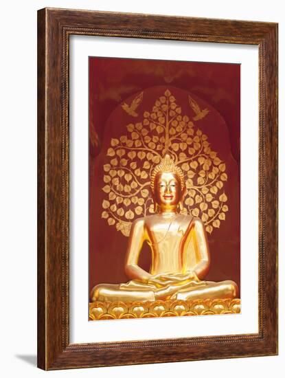 Golden Buddha Statue Inside the Chedi of Wat Phan On, Chiang Mai, Thailand-null-Framed Photographic Print