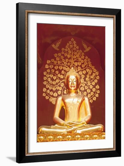 Golden Buddha Statue Inside the Chedi of Wat Phan On, Chiang Mai, Thailand-null-Framed Photographic Print