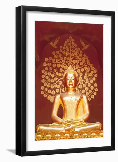 Golden Buddha Statue Inside the Chedi of Wat Phan On, Chiang Mai, Thailand-null-Framed Photographic Print