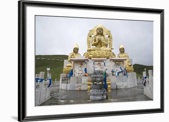 Golden Buddhist statues above Amarbayasgalant Monastery, Mount Buren-Khaan, Baruunburen district, S-Francesco Vaninetti-Framed Photographic Print