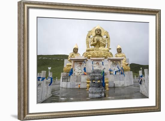 Golden Buddhist statues above Amarbayasgalant Monastery, Mount Buren-Khaan, Baruunburen district, S-Francesco Vaninetti-Framed Photographic Print
