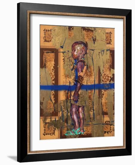 Golden child (oil on cabinet door)-Aaron Bevan-Bailey-Framed Giclee Print