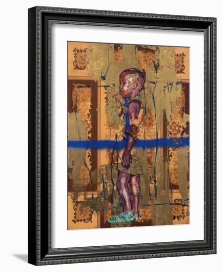 Golden child (oil on cabinet door)-Aaron Bevan-Bailey-Framed Giclee Print