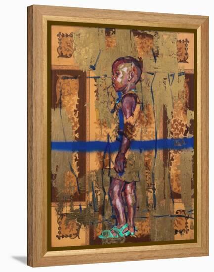 Golden child (oil on cabinet door)-Aaron Bevan-Bailey-Framed Premier Image Canvas