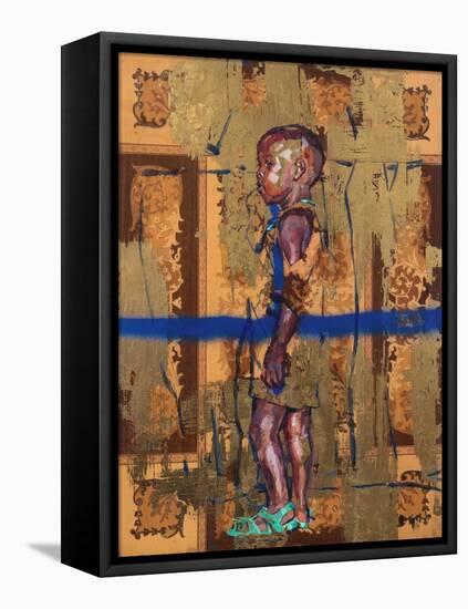 Golden child (oil on cabinet door)-Aaron Bevan-Bailey-Framed Premier Image Canvas