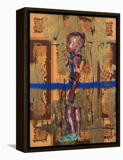 Golden child (oil on cabinet door)-Aaron Bevan-Bailey-Framed Premier Image Canvas