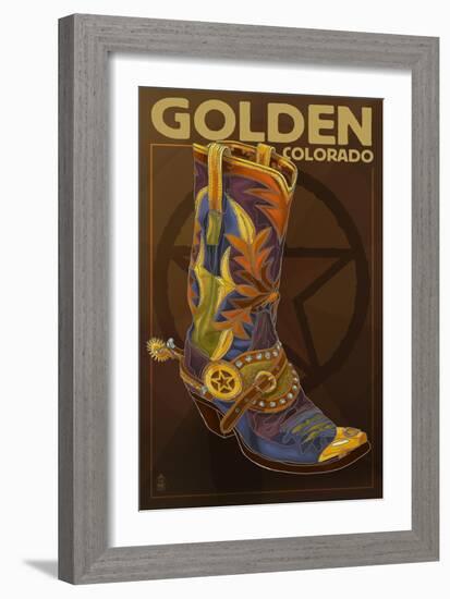 Golden, Colorado - Boot and Star-Lantern Press-Framed Art Print