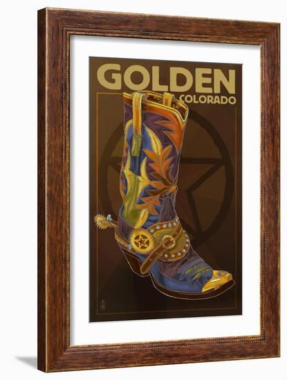 Golden, Colorado - Boot and Star-Lantern Press-Framed Art Print