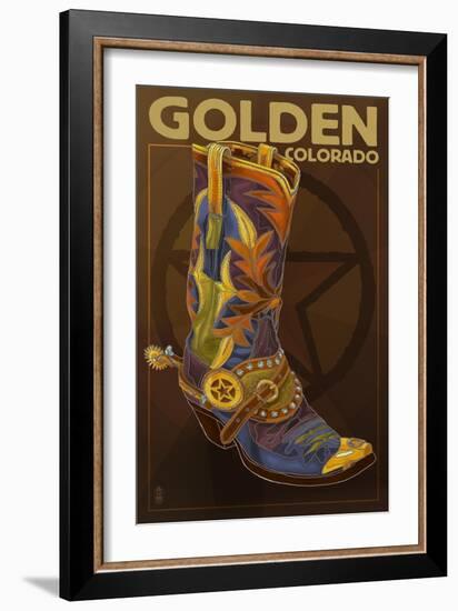 Golden, Colorado - Boot and Star-Lantern Press-Framed Art Print