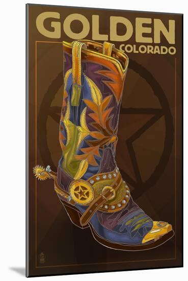 Golden, Colorado - Boot and Star-Lantern Press-Mounted Art Print