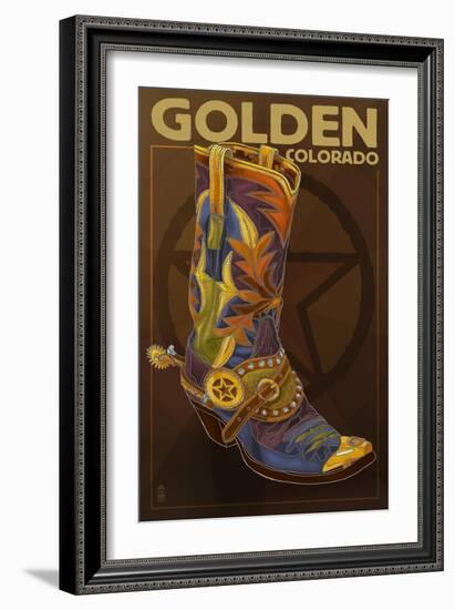 Golden, Colorado - Boot and Star-Lantern Press-Framed Art Print