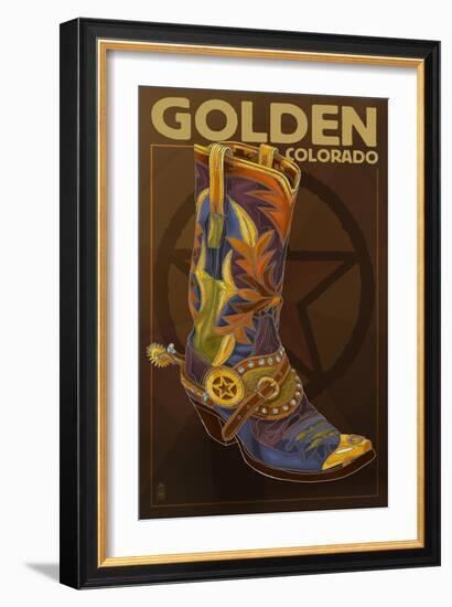 Golden, Colorado - Boot and Star-Lantern Press-Framed Art Print