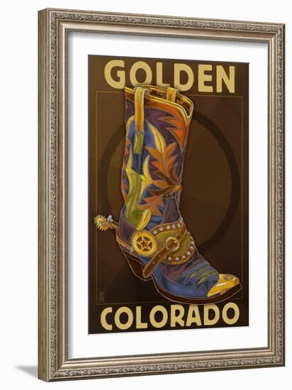 Golden, Colordao - Cowboy Boot-Lantern Press-Framed Art Print