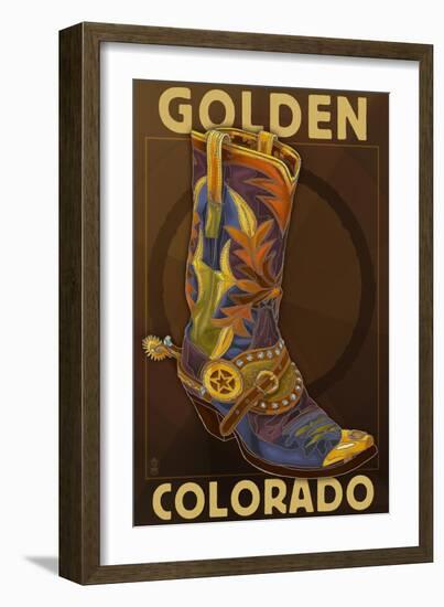 Golden, Colordao - Cowboy Boot-Lantern Press-Framed Art Print