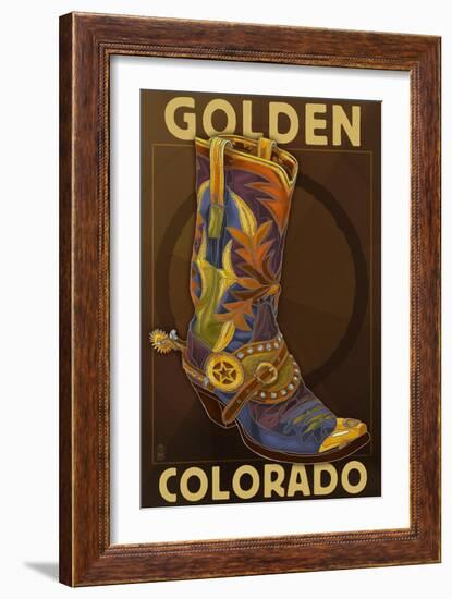 Golden, Colordao - Cowboy Boot-Lantern Press-Framed Art Print