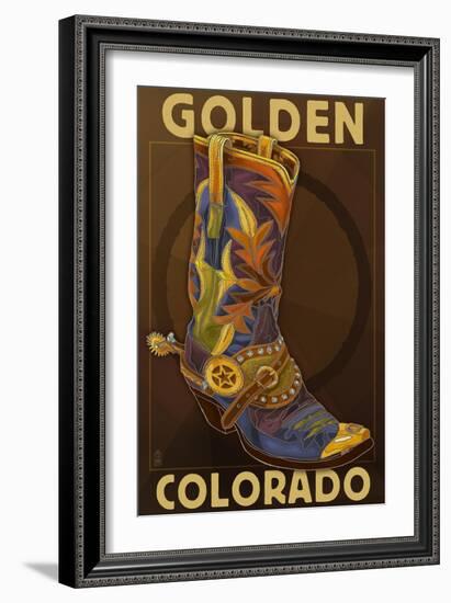 Golden, Colordao - Cowboy Boot-Lantern Press-Framed Art Print