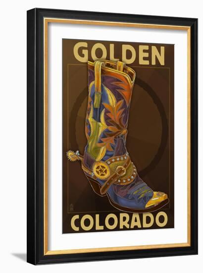 Golden, Colordao - Cowboy Boot-Lantern Press-Framed Art Print