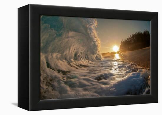 Golden Dawn-Shorebreak at sunrise, Breaking ocean wave, Kauai, Hawaii-Mark A Johnson-Framed Premier Image Canvas