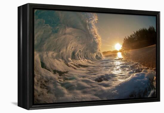 Golden Dawn-Shorebreak at sunrise, Breaking ocean wave, Kauai, Hawaii-Mark A Johnson-Framed Premier Image Canvas