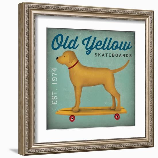 Golden Dog on Skateboard no Words-Ryan Fowler-Framed Art Print