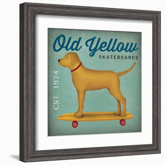 Golden Dog on Skateboard no Words-Ryan Fowler-Framed Art Print