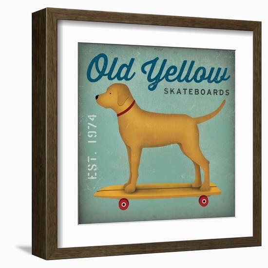 Golden Dog on Skateboard no Words-Ryan Fowler-Framed Art Print