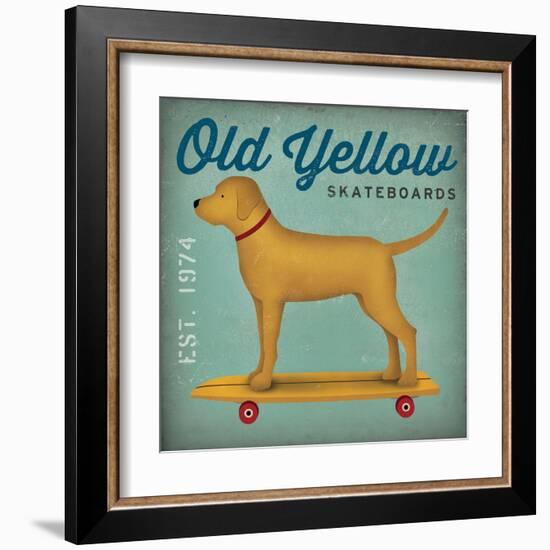 Golden Dog on Skateboard no Words-Ryan Fowler-Framed Art Print