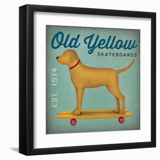 Golden Dog on Skateboard no Words-Ryan Fowler-Framed Art Print