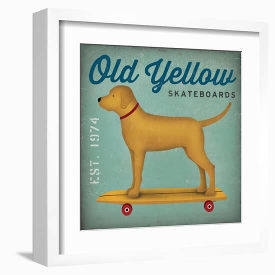 Golden Dog on Skateboard no Words-Ryan Fowler-Framed Art Print