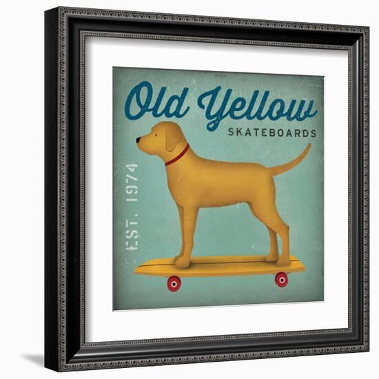 Golden Dog on Skateboard no Words-Ryan Fowler-Framed Art Print