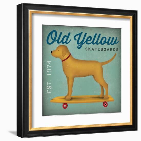 Golden Dog on Skateboard no Words-Ryan Fowler-Framed Art Print