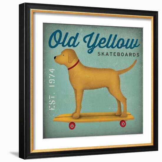 Golden Dog on Skateboard no Words-Ryan Fowler-Framed Art Print