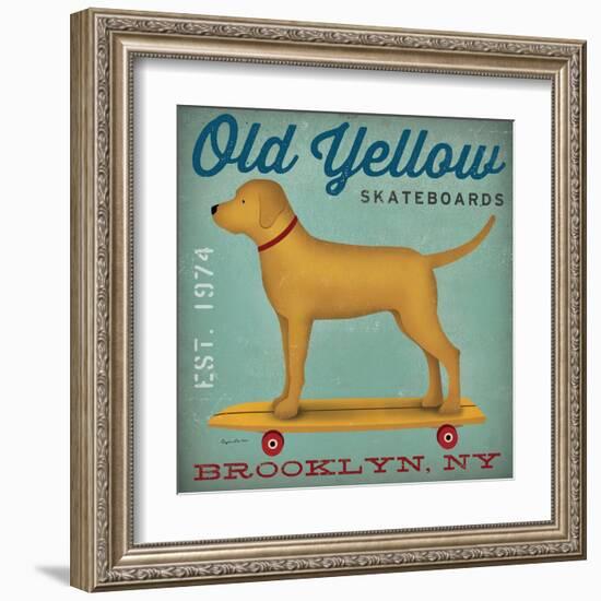 Golden Dog on Skateboard-Ryan Fowler-Framed Art Print