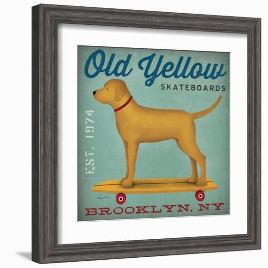 Golden Dog on Skateboard-Ryan Fowler-Framed Art Print