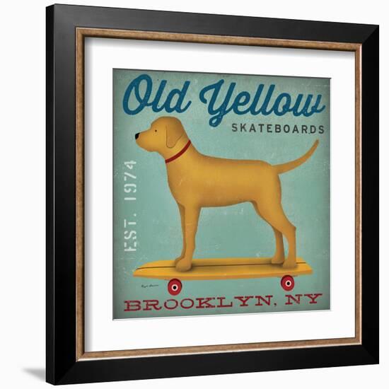 Golden Dog on Skateboard-Ryan Fowler-Framed Art Print