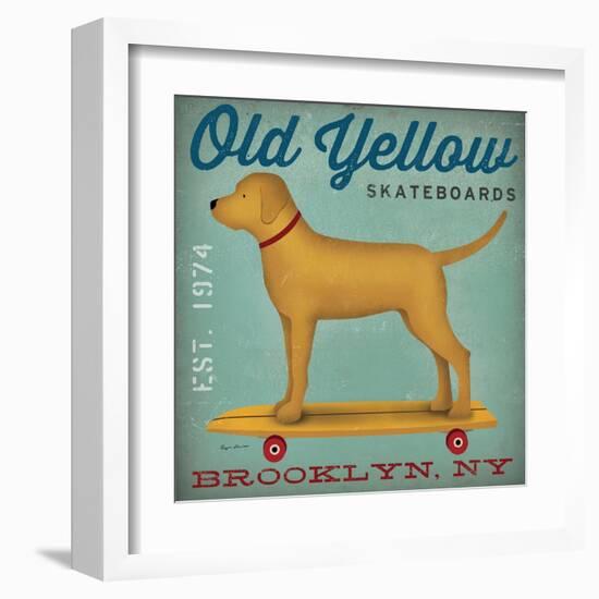 Golden Dog on Skateboard-Ryan Fowler-Framed Art Print