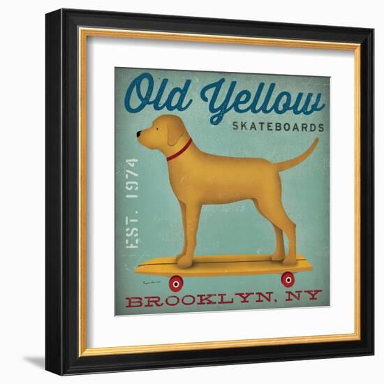 Golden Dog on Skateboard-Ryan Fowler-Framed Art Print