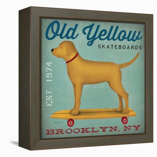 Golden Dog on Skateboard-Ryan Fowler-Framed Stretched Canvas